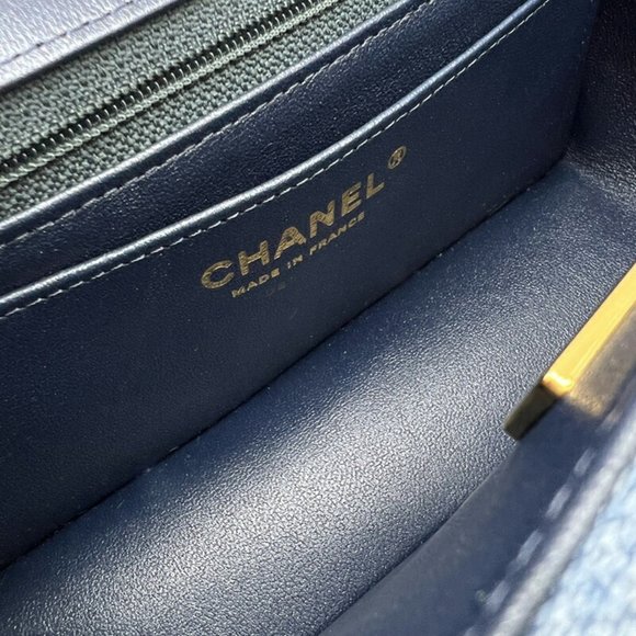 CHANEL Chanel Matelasse Chain Shoulder Bag Denim Blue Handbag Compact Women's - Picture 7 of 10